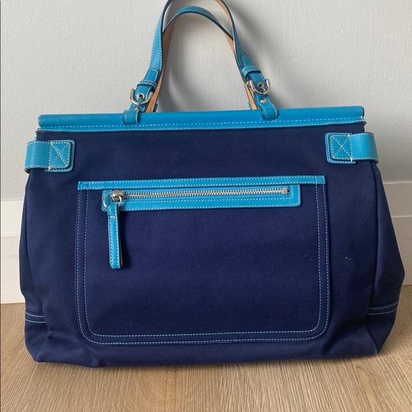 COACH Rare Turnlock Canvas and Leather Tote Bag - Picture 4 of 16